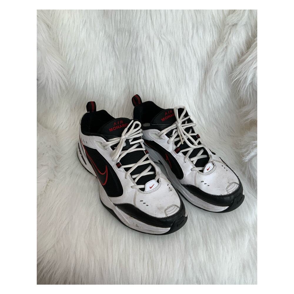 Men's Nike Air Monarch IV Cross Trainer Shoe White Black Red Size 13 415445-101
